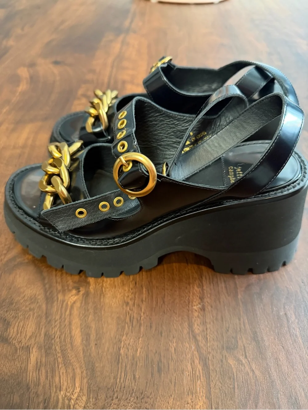 Jeffrey Campbell Claire Chain Platform Sandals Black